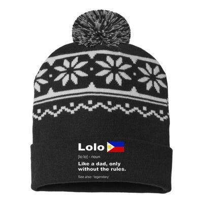 Lolo Filipino Grandpa Definition Funny Fathers Day USA-Made Snowflake Beanie