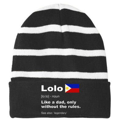 Lolo Filipino Grandpa Definition Funny Fathers Day Striped Beanie with Solid Band