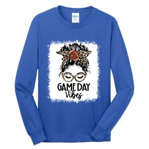 Leopard Football Game Day Vibes Football Mom Mothers Day Gift Tall Long Sleeve T-Shirt