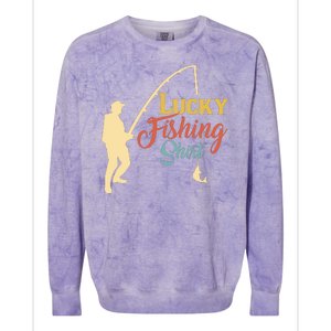 Lucky Fishing Gift For Fishing Dad Colorblast Crewneck Sweatshirt