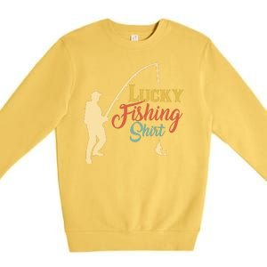 Lucky Fishing Gift For Fishing Dad Premium Crewneck Sweatshirt