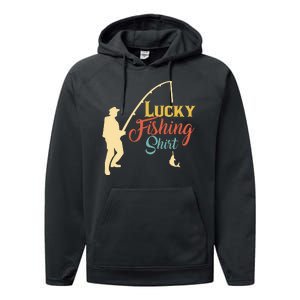 Lucky Fishing Gift For Fishing Dad Performance Fleece Hoodie