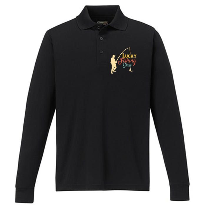 Lucky Fishing Gift For Fishing Dad Performance Long Sleeve Polo