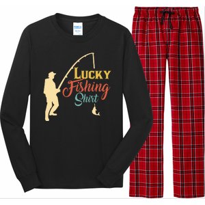 Lucky Fishing Gift For Fishing Dad Long Sleeve Pajama Set