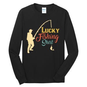 Lucky Fishing Gift For Fishing Dad Tall Long Sleeve T-Shirt