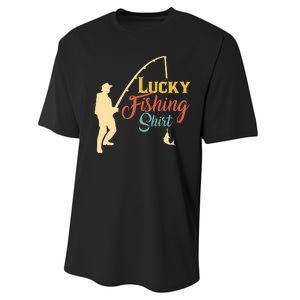 Lucky Fishing Gift For Fishing Dad Performance Sprint T-Shirt