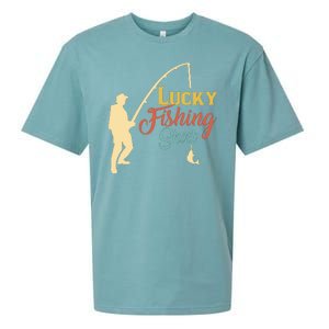 Lucky Fishing Gift For Fishing Dad Sueded Cloud Jersey T-Shirt