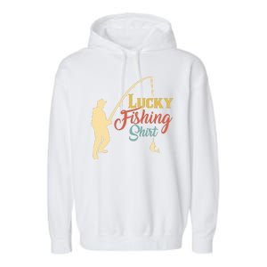 Lucky Fishing Gift For Fishing Dad Garment-Dyed Fleece Hoodie