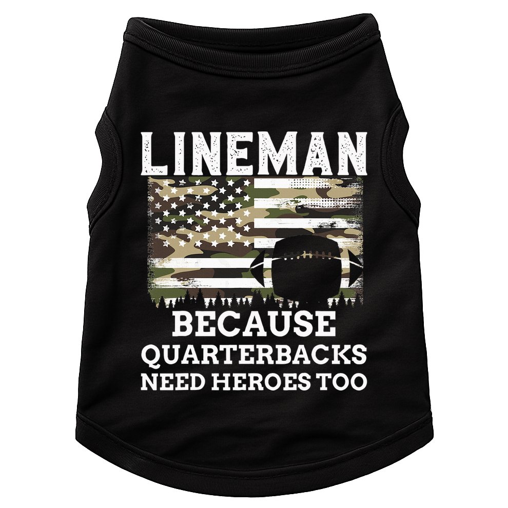 Lineman Football Gift Patriotic American Flag Camouflage Doggie Tank