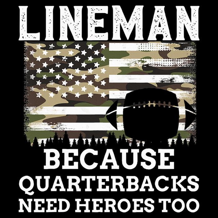 Lineman Football Gift Patriotic American Flag Camouflage Long Sleeve Shirt