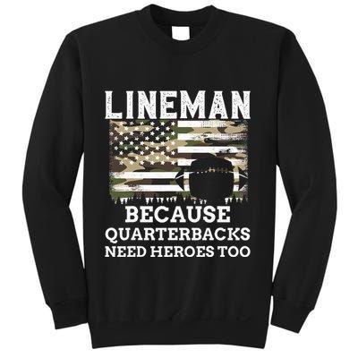 Lineman Football Gift Patriotic American Flag Camouflage Sweatshirt