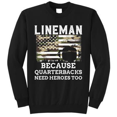 Lineman Football Gift Patriotic American Flag Camouflage Sweatshirt