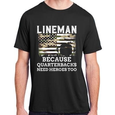 Lineman Football Gift Patriotic American Flag Camouflage Adult ChromaSoft Performance T-Shirt