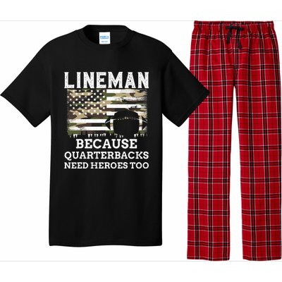 Lineman Football Gift Patriotic American Flag Camouflage Pajama Set