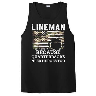 Lineman Football Gift Patriotic American Flag Camouflage PosiCharge Competitor Tank