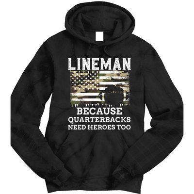 Lineman Football Gift Patriotic American Flag Camouflage Tie Dye Hoodie