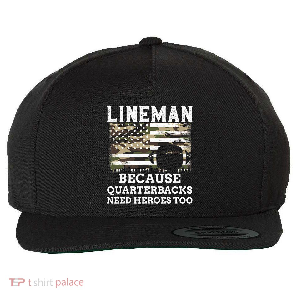 Lineman Football Gift Patriotic American Flag Camouflage Wool Snapback Cap