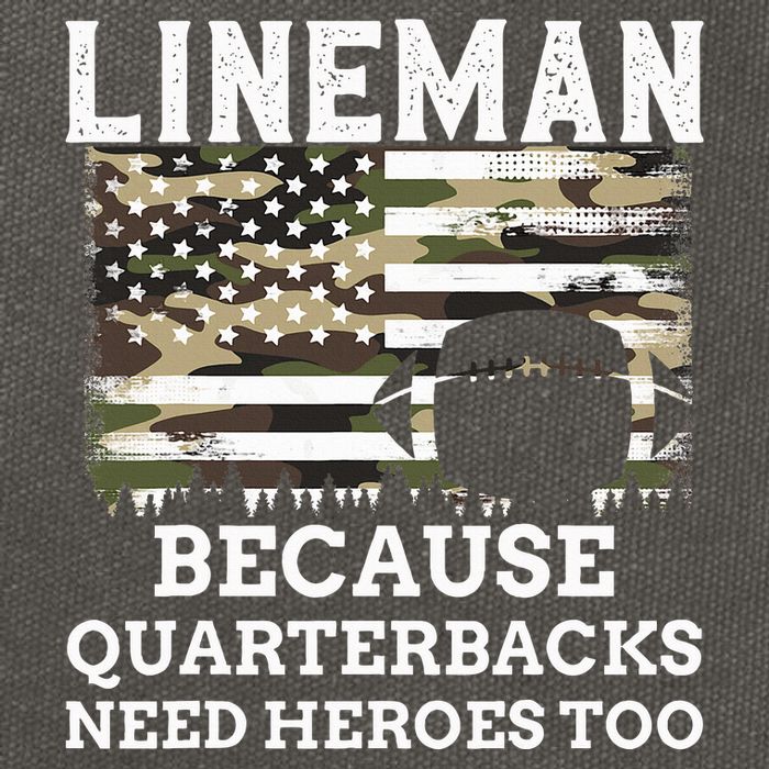 Lineman Football Gift Patriotic American Flag Camouflage Cotton Canvas Backpack