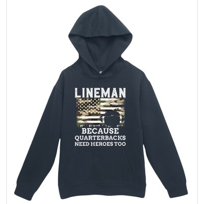 Lineman Football Gift Patriotic American Flag Camouflage Urban Pullover Hoodie