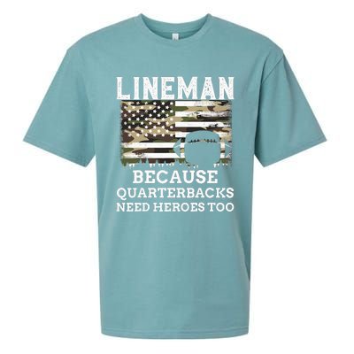 Lineman Football Gift Patriotic American Flag Camouflage Sueded Cloud Jersey T-Shirt