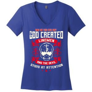 Line Funny Gift Line Worker The 8th Day God Created Line Gift Women's V-Neck T-Shirt