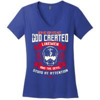 Line Funny Gift Line Worker The 8th Day God Created Line Gift Women's V-Neck T-Shirt