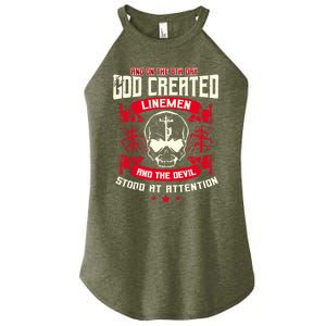 Line Funny Gift Line Worker The 8th Day God Created Line Gift Women's Perfect Tri Rocker Tank