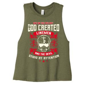 Line Funny Gift Line Worker The 8th Day God Created Line Gift Women's Racerback Cropped Tank