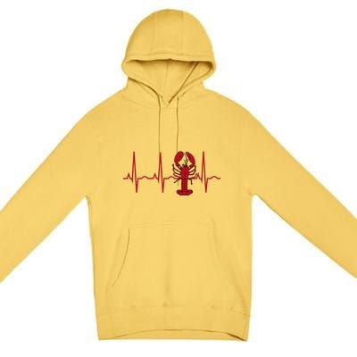 Lobster Funny Gift Lobster Heartbeat Hooded Gift Gift Premium Pullover Hoodie