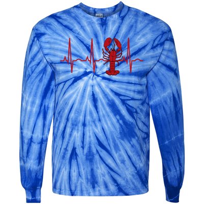 Lobster Funny Gift Lobster Heartbeat Hooded Gift Gift Tie-Dye Long Sleeve Shirt