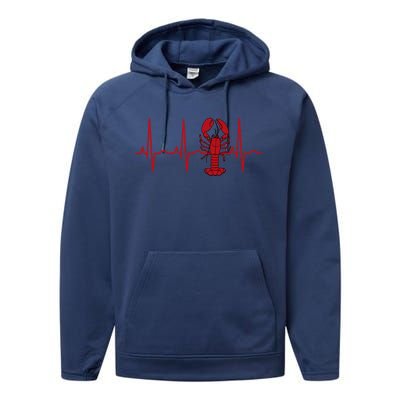 Lobster Funny Gift Lobster Heartbeat Hooded Gift Gift Performance Fleece Hoodie