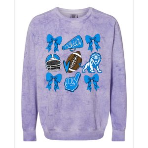 L.I.O.N.S Football Game Day Coquette Lions Bow Colorblast Crewneck Sweatshirt