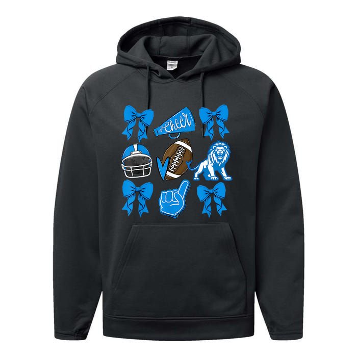 L.I.O.N.S Football Game Day Coquette Lions Bow Performance Fleece Hoodie