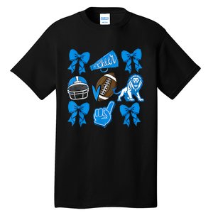 L.I.O.N.S Football Game Day Coquette Lions Bow Tall T-Shirt