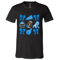 L.I.O.N.S Football Game Day Coquette Lions Bow V-Neck T-Shirt