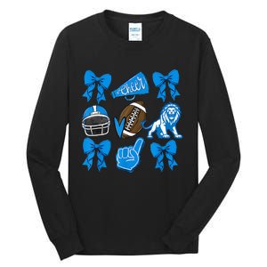 L.I.O.N.S Football Game Day Coquette Lions Bow Tall Long Sleeve T-Shirt