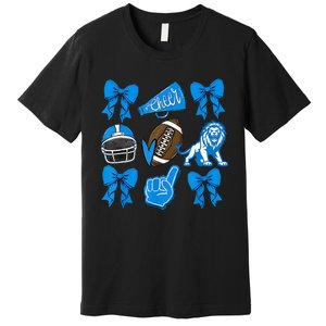 L.I.O.N.S Football Game Day Coquette Lions Bow Premium T-Shirt