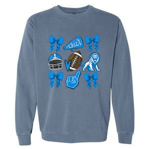 L.I.O.N.S Football Game Day Coquette Lions Bow Garment-Dyed Sweatshirt