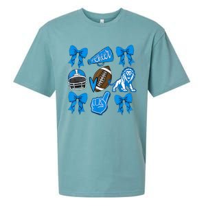 L.I.O.N.S Football Game Day Coquette Lions Bow Sueded Cloud Jersey T-Shirt