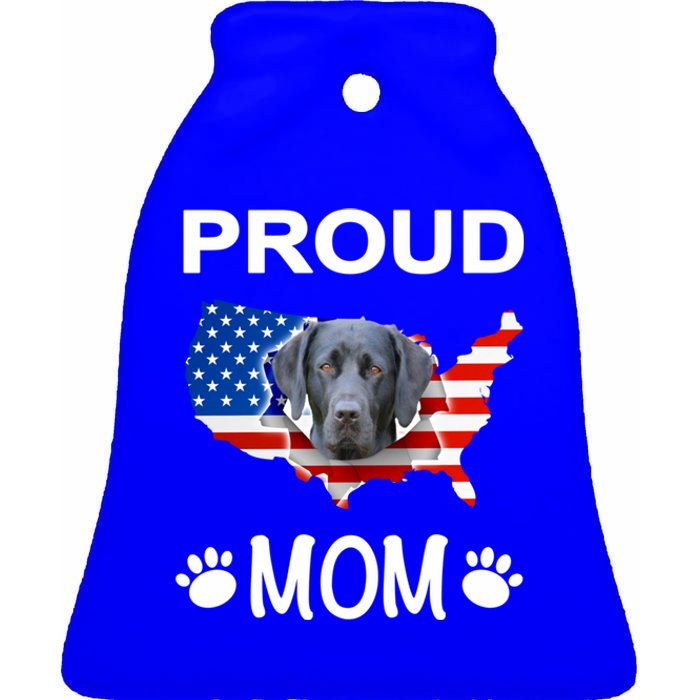 Labrador Funny Gift Labrador Dog Proud Patriot Mom Gift Ceramic Bell Ornament