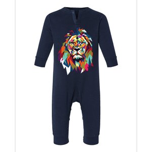 Lion Face Geometric Art Wildlife Animal Lovers Leo Star Sign Infant Fleece One Piece