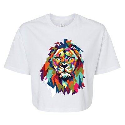 Lion Face Geometric Art Wildlife Animal Lovers Leo Star Sign Bella+Canvas Jersey Crop Tee