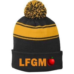 LFGM Teachers Apple Stripe Pom Pom Beanie