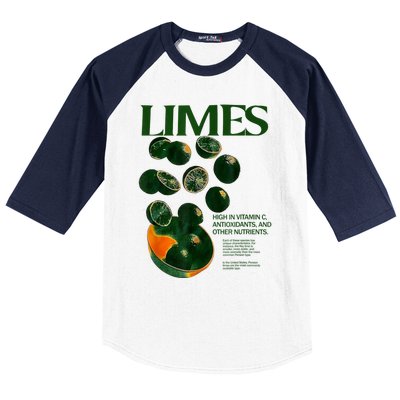 Limes Funny High In Vitamin C Antioxidants Other Nutrients Baseball Sleeve Shirt