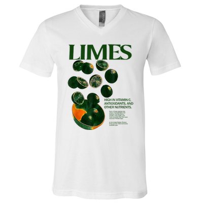 Limes Funny High In Vitamin C Antioxidants Other Nutrients V-Neck T-Shirt