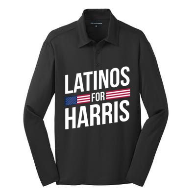 Latinos For Harris 2024 President Kamala Harris 47 Spanish Funny Gift Silk Touch Performance Long Sleeve Polo