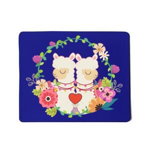 Llama Flowers Heart Alpaca Valentine's Day Gift Mousepad