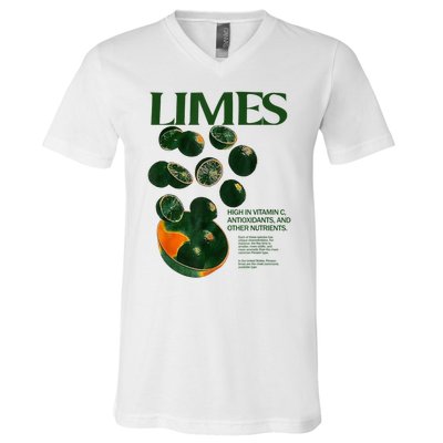 Limes Funny High In Vitamin C Antioxidants Other Nutrients V-Neck T-Shirt