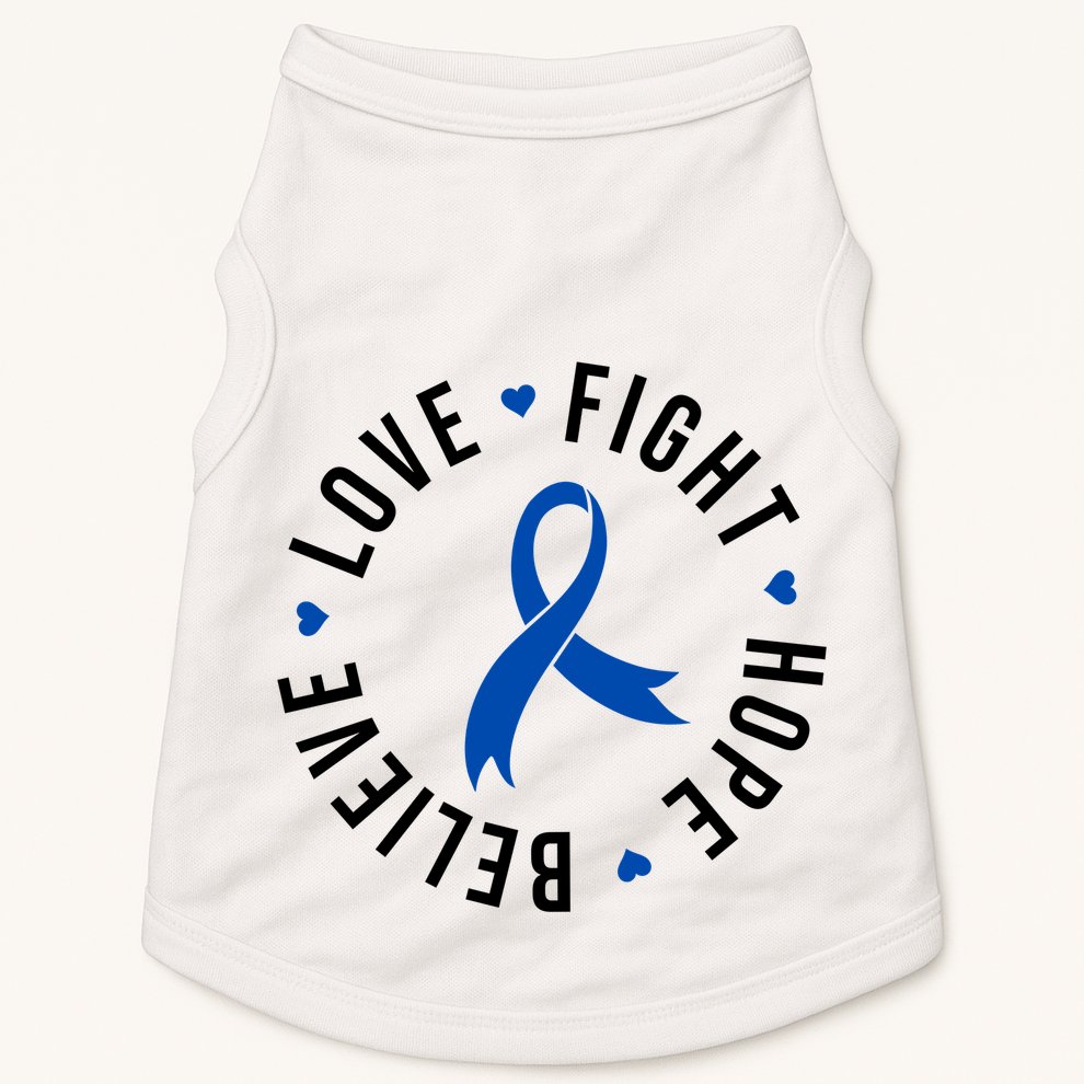 Love Fight Hope And Believe Colon Cancer Awareness Doggie Tank