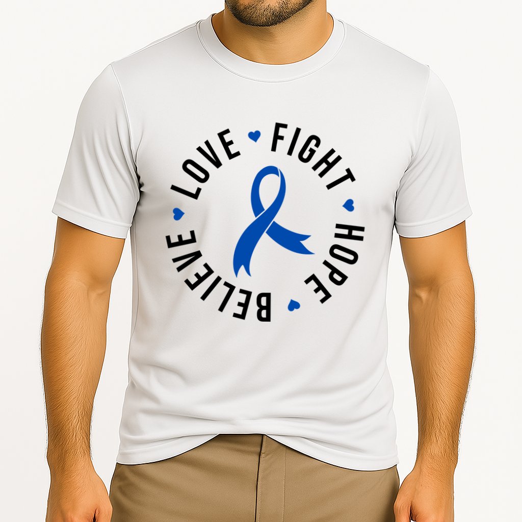 Love Fight Hope And Believe Colon Cancer Awareness Cooling Performance Crew T-Shirt